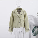 Women's Casual Hooded Short Trench Coat Lapel Single-Breasted Full Sleeve Loose Jacket Autumn 2025 Street All-match Outerwear