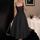 ZANZEA Women Sleeveless Tank Dress Vintage Solid A-line Dresses 2024 Summer Holiday Waisted Robe Casual Square Collar Midi Robe