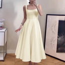 ZANZEA Women Sleeveless Tank Dress Vintage Solid A-line Dresses 2024 Summer Holiday Waisted Robe Casual Square Collar Midi Robe