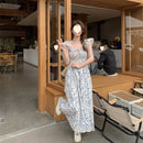 Summer Fresh French Style Sleeveless Dress Soft Backless Slim Fit High Waist Appears Slim Long Dress Women