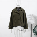 Women's Casual Hooded Short Trench Coat Lapel Single-Breasted Full Sleeve Loose Jacket Autumn 2025 Street All-match Outerwear