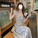 Summer Fresh French Style Sleeveless Dress Soft Backless Slim Fit High Waist Appears Slim Long Dress Women