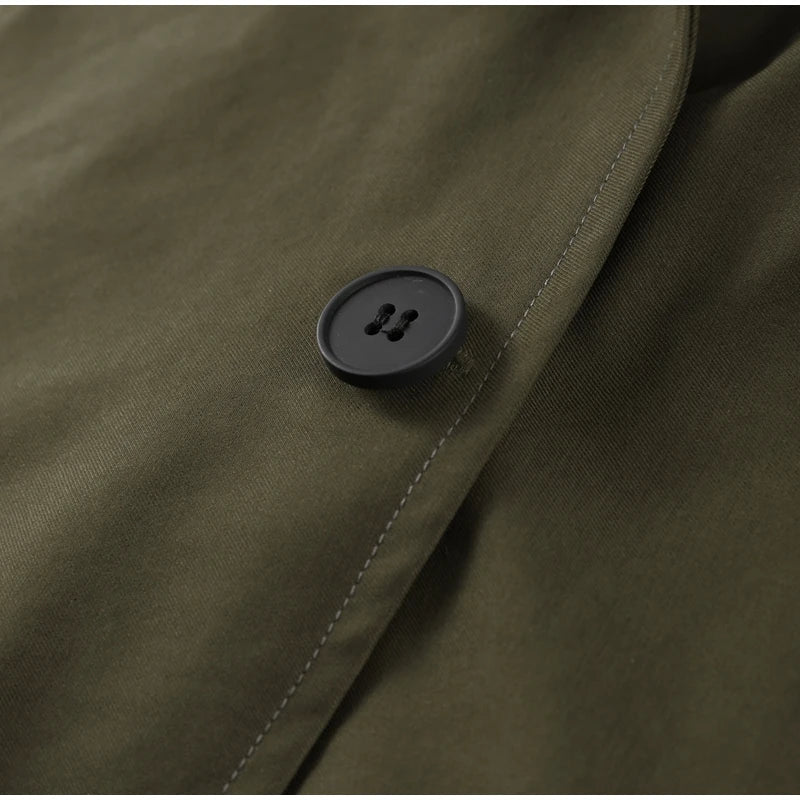 Women's Casual Hooded Short Trench Coat Lapel Single-Breasted Full Sleeve Loose Jacket Autumn 2025 Street All-match Outerwear