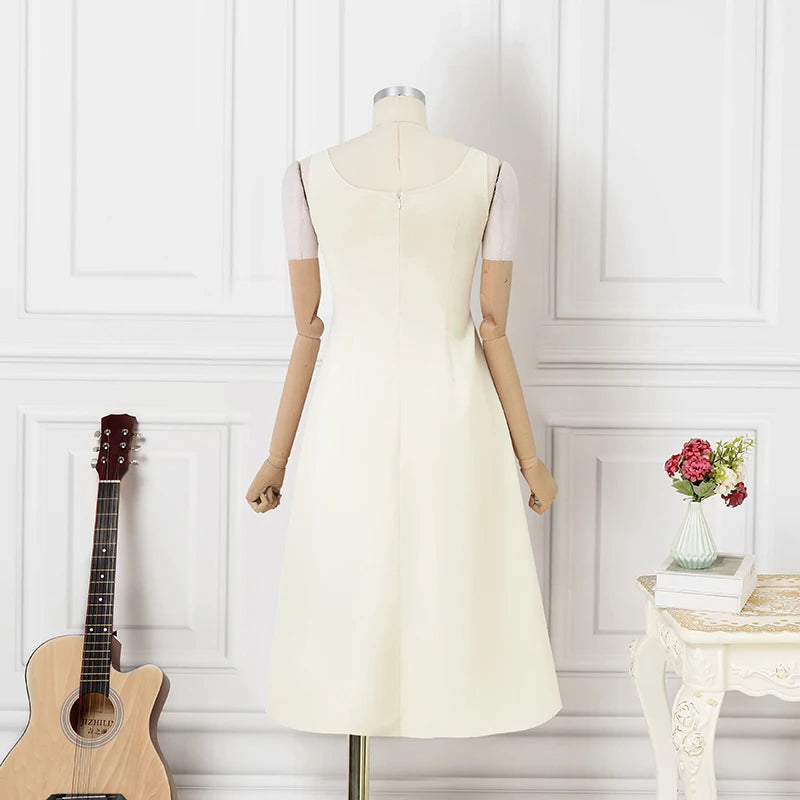 ZANZEA Women Sleeveless Tank Dress Vintage Solid A-line Dresses 2024 Summer Holiday Waisted Robe Casual Square Collar Midi Robe