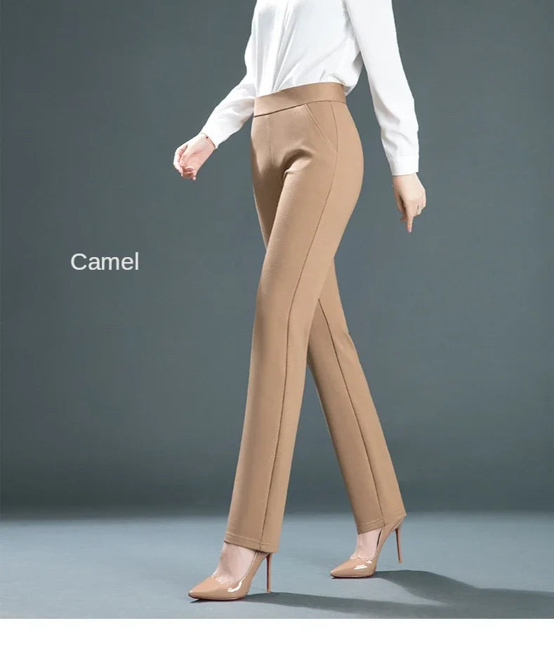 Ladies Casual Leggings Elastic High Waist Work Pants Fat Man Trousers Spring Summer Commuter Dress Trousers Straight Pants